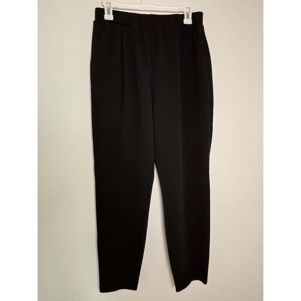 Emery Rose Black Textured Knit‎ Tapered Pants High Rise Elastic Waist XL
